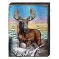 Designocracy 9521608 Moose Wooden Block Graphic Art Design 95216B08